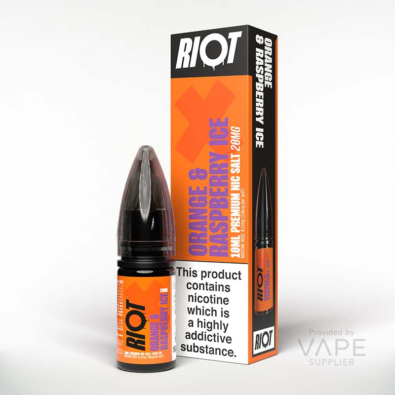 Load image into Gallery viewer, Riot X Orange &amp; Raspberry Ice Nic Salt 10ml
